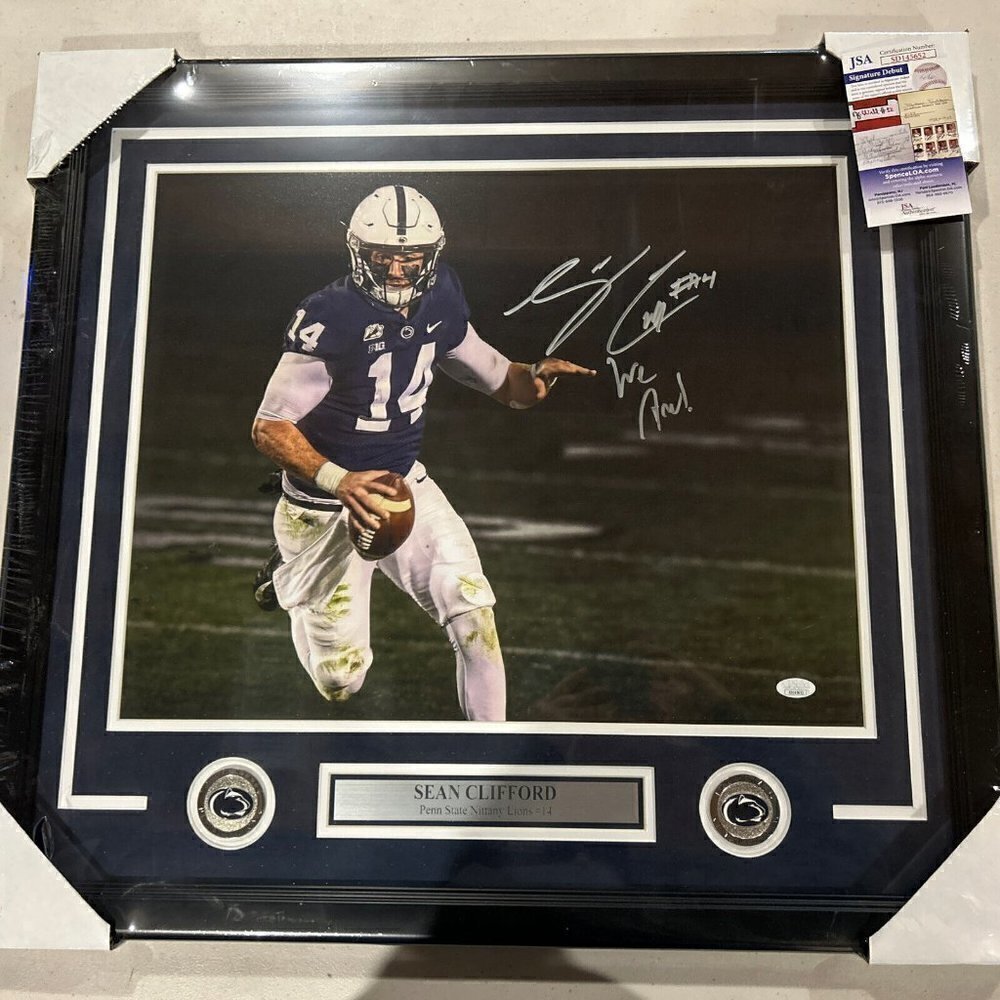 Sean Clifford autograph signed Penn State We are 16x20 photo framed JSA